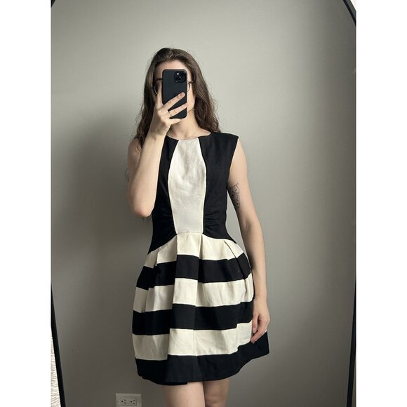 Eva Franco Black & White Tank Dress Size 6 – Retro Contrast Fit & Flare Holiday - Picture 4 of 6